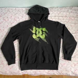 Y2k black & green zip up hoodie